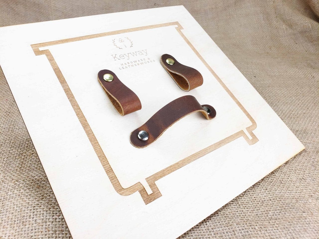 Leather Drawer Handles Maple Cognac Keyway Hardware Leatherworks