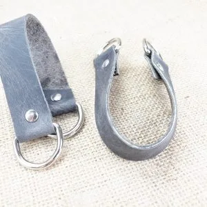 Leather Curtain Tie Back - Smoke Gray