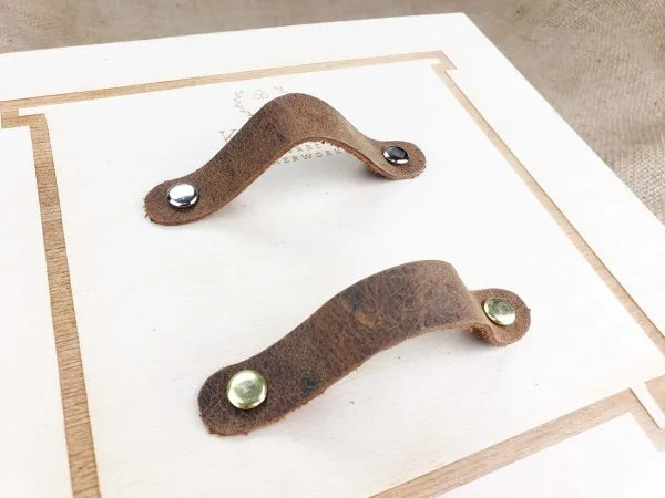 Leather Drawer Handles - Bomber Brown