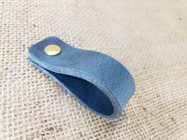 Leather Drawer Pulls - Denim - Concave Squared Edges - Image 3