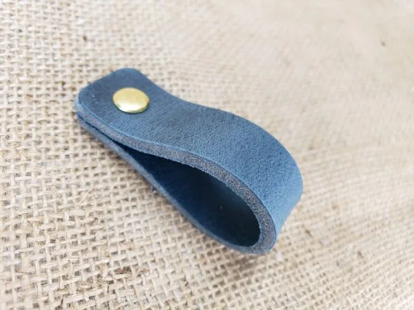 Leather Drawer Pulls - Denim - Concave Squared Edges - Image 7