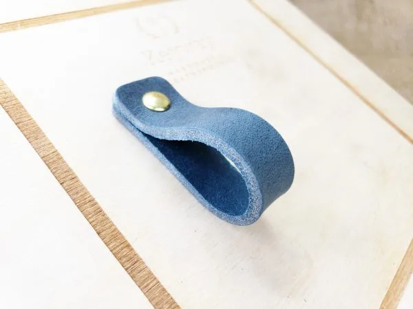 Leather Drawer Pulls - Denim - Concave Squared Edges