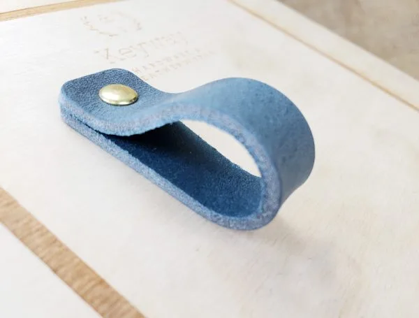 Leather Drawer Pulls - Denim - Concave Squared Edges - Image 2