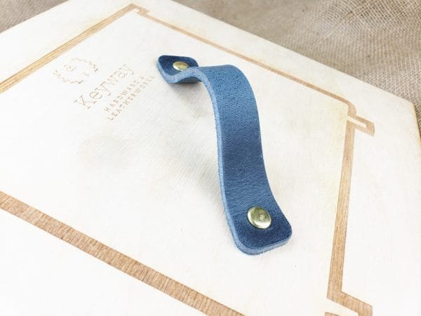 Leather Drawer Handles - Denim- Concave Squared Edges - Image 3