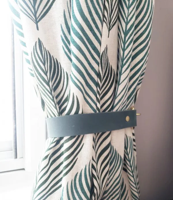 Leather Curtain Tie Back - Peacock