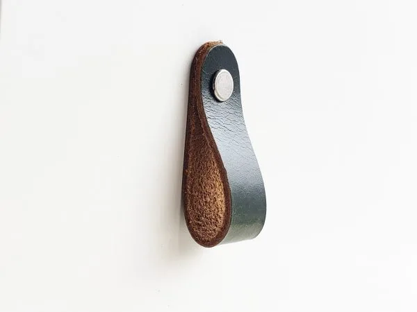 Leather Drawer Pulls - Emerald