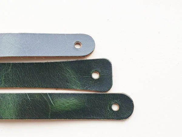 Leather Drawer Handles - Emerald - Concave Squared Edges - Image 5