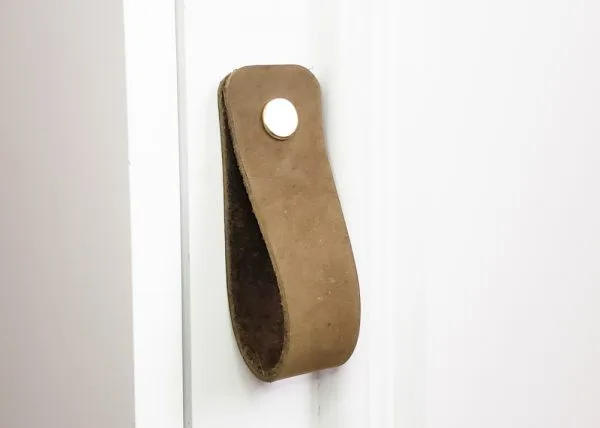 Leather Drawer Pulls - Olive- Concave Squared Edges - Image 2