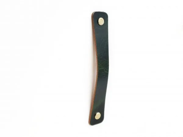 Leather Drawer Handles - Emerald - Concave Squared Edges