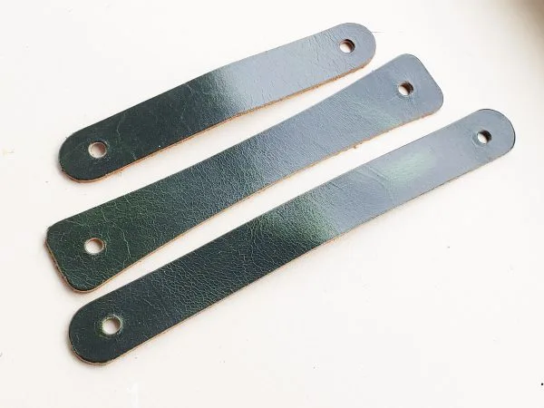 Leather Drawer Handles - Emerald - Concave Squared Edges - Image 2