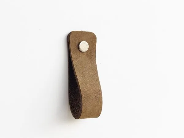 Leather Drawer Pulls - Olive- Concave Squared Edges - Image 4