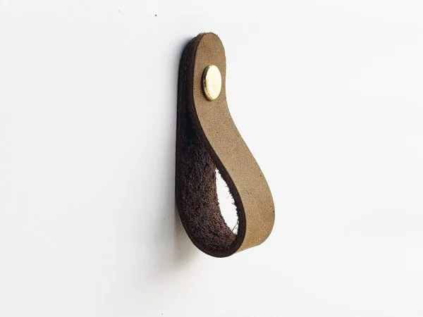 Leather Drawer Pulls - Olive
