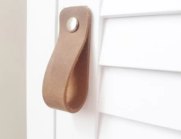 Leather Drawer Handles - Latte - Concave Squared Edges - Image 6