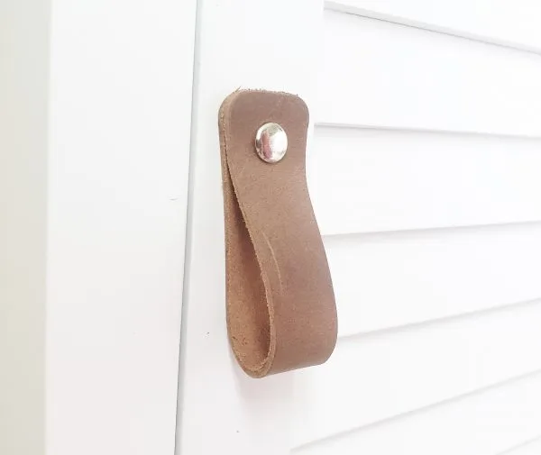 Leather Drawer Handles - Latte - Concave Squared Edges - Image 4